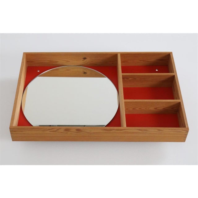 1980s Mid-Century Modern Danish Maritime Pine Wall Shelf with Mirror, 1970s For Sale - Image 5 of 8