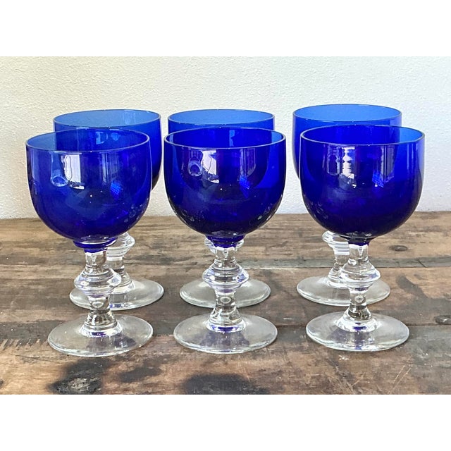 Vintage Cobalt Blue Stemware - Set of 6 For Sale - Image 10 of 12