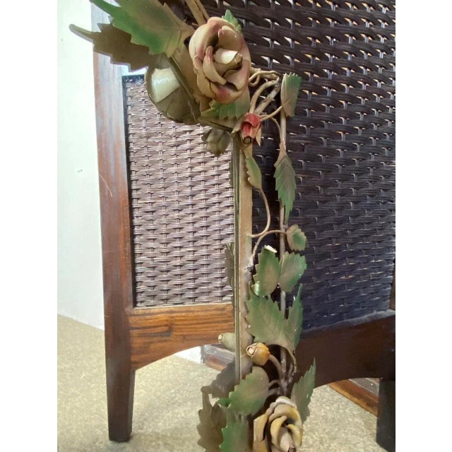 French Wrought Iron Mirror with Roses, 1970s For Sale - Image 7 of 18