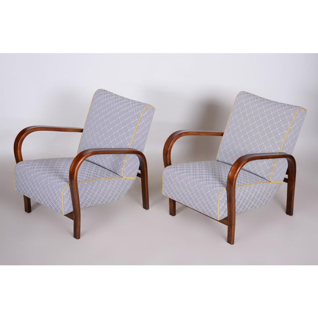 Wood Set of Art Deco Beech Armchairs attributed to Kozelka and Kropáček for Hala, 1930s For Sale - Image 7 of 15