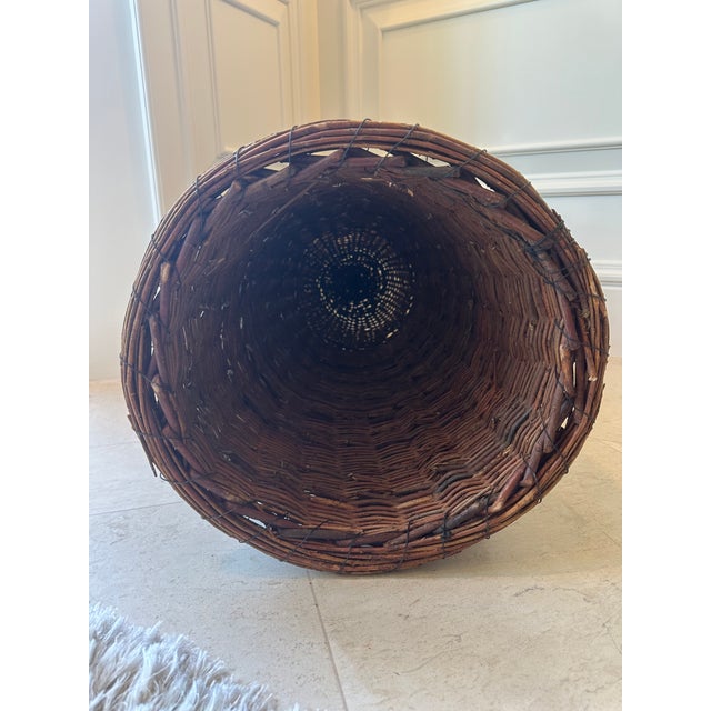 Vintage 36” Woven Wicker Bee Skep For Sale - Image 13 of 15