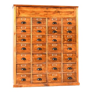 Bank of Pine Workshop Drawers, 1940s For Sale