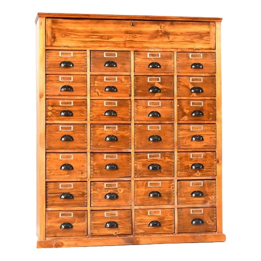 Bank of Pine Workshop Drawers, 1940s For Sale