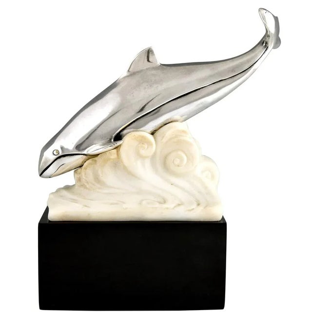 Marcel Bouraine, Art Deco Whale in the Waves, 1925, Bronze For Sale - Image 13 of 13