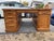 Mid-Century Modern 1940s Vintage Oak Partners Executive Double Sided Desk For Sale - Image 3 of 12