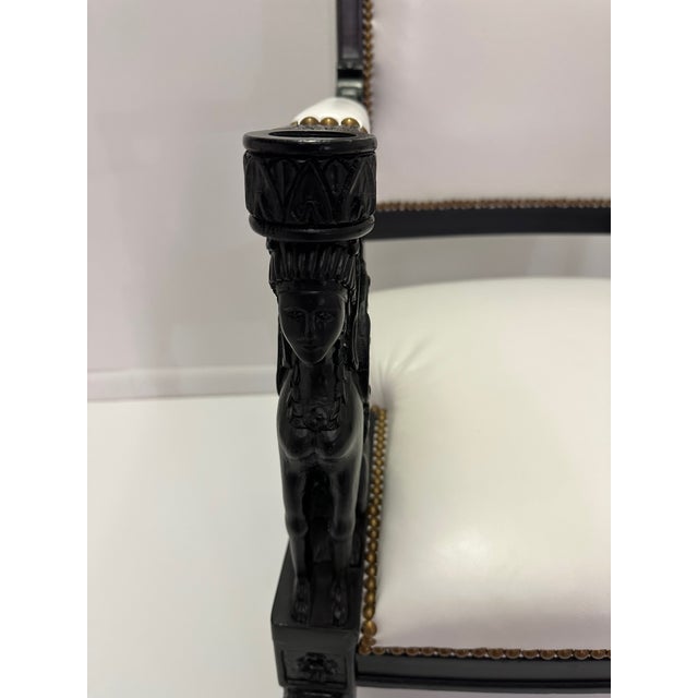 Black Ebonized Carved Wood Empire Style Armchair Chairish