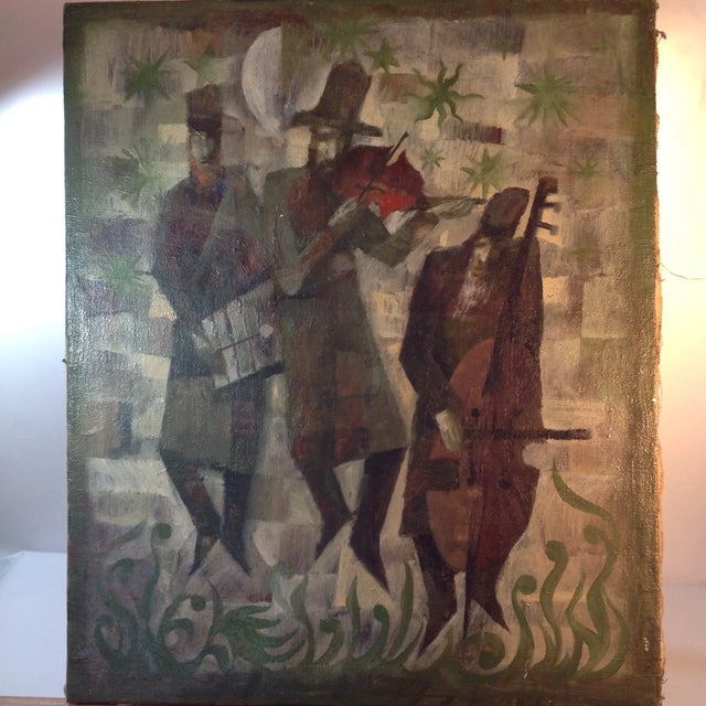 An oil on canvas executed while the artist was at the Academy of Fine Arts in Cracow. Pictured is also a woodcut from his...