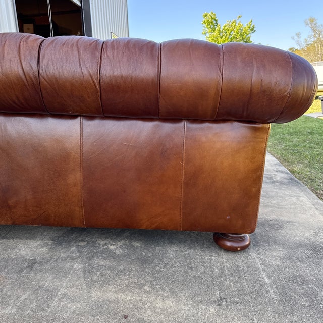 Brown 1990s Leather Chesterfield Sofa For Sale - Image 8 of 10