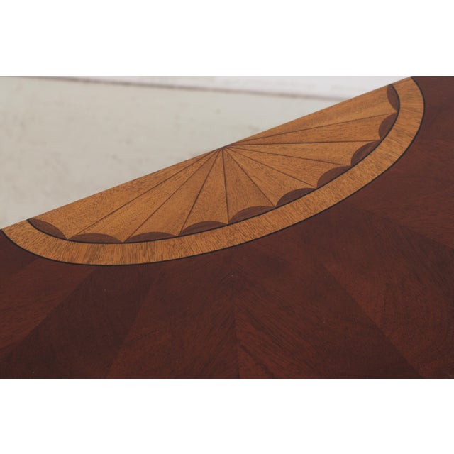 Wood Ethan Allen Inlaid Mahogany Console Hall Table For Sale - Image 7 of 18