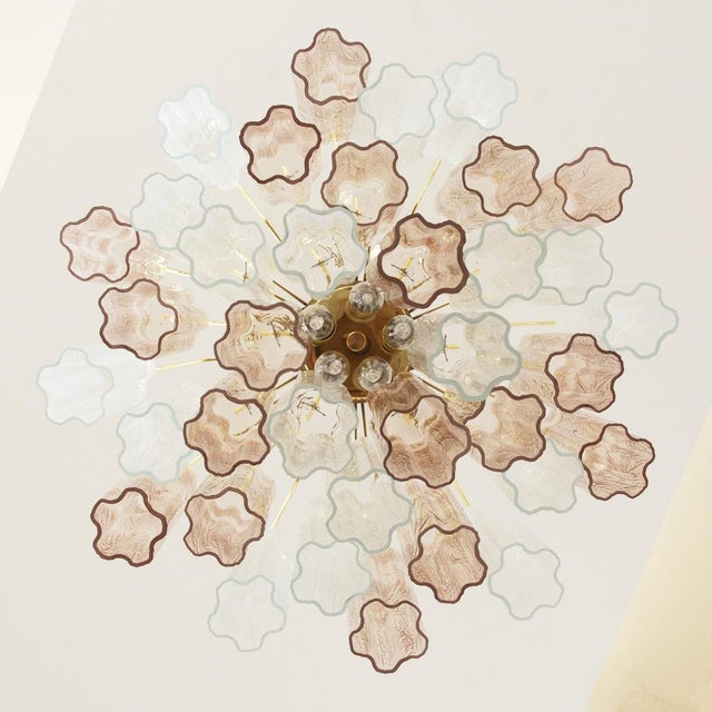 Metal Italian Pink and Clear Glass Suspension Lamp, 1990s For Sale - Image 7 of 12