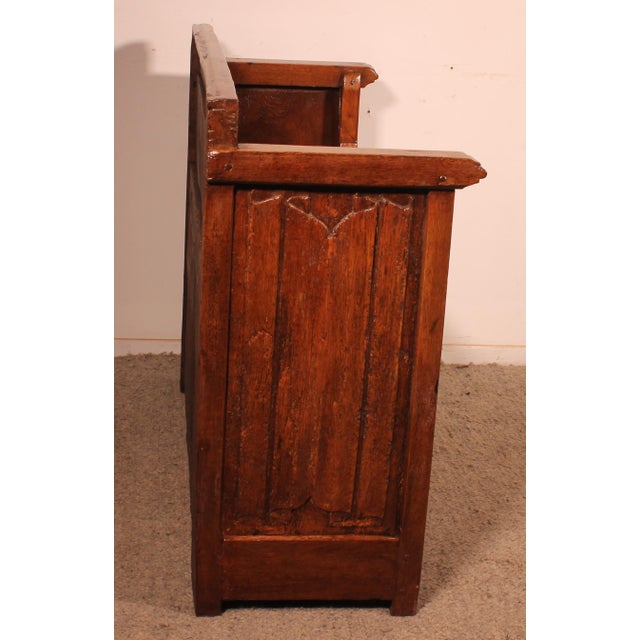 Gothic Style Oak Bench with Built-in Panels For Sale - Image 6 of 11