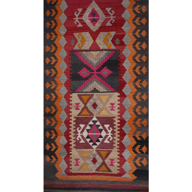 1960s Vintage Striped Turkish Kilim Runner 2'8'' X 16'7'' For Sale - Image 5 of 11