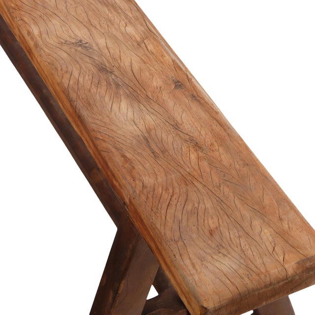 1940s A Large Pair of French Elm Benches, C. 1940. For Sale - Image 5 of 6