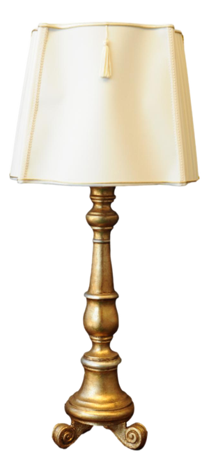 Antique Wooden Pedestal Lamp