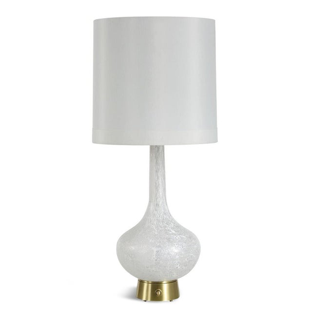 Contemporary White Glass Glow Table Lamp For Sale - Image 3 of 6