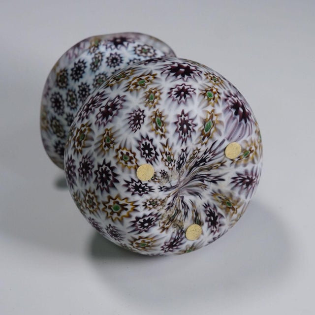 1920s Antique Millefiori Vase in Violet and White, Fratelli Toso Murano Ca. 1920s For Sale - Image 5 of 6