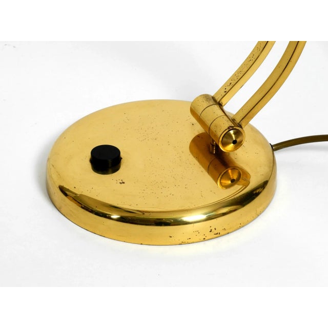 Large Brass Table Lamp with Adjustable Neck & Lampshade from Hillebrand, 1970s For Sale - Image 10 of 18