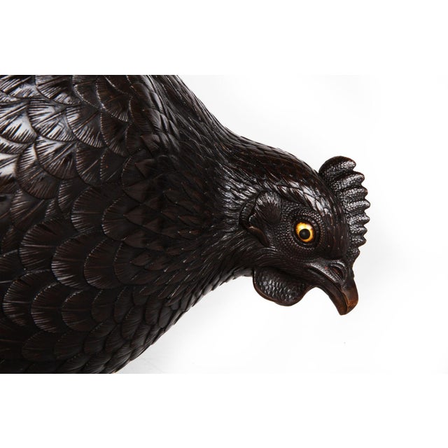 Japanese Meiji Period Pair of Bronze Sculptures Okimono of Rooster & Hen For Sale - Image 10 of 18