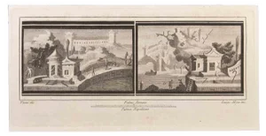 Luigi Aloja, Seascapes with Monuments and Figures, Etching, 18th Century