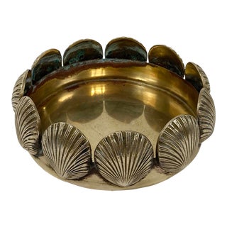 Vintage Mottahedeh Brass Shell Wine Coaster or Trinket Dish For Sale