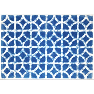 2026, Tropical Art Deco, Miami Breezeblocks, Handmade Cyanotype Monotype in Blue Tones, Unique Piece For Sale