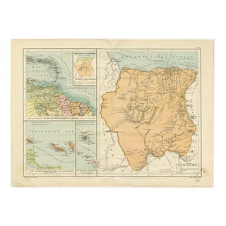 Map of Suriname and the Dutch Antilles Colonial Atlas by W. J. Thieme, 1905 For Sale