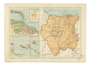 Map of Suriname and the Dutch Antilles Colonial Atlas by W. J. Thieme, 1905