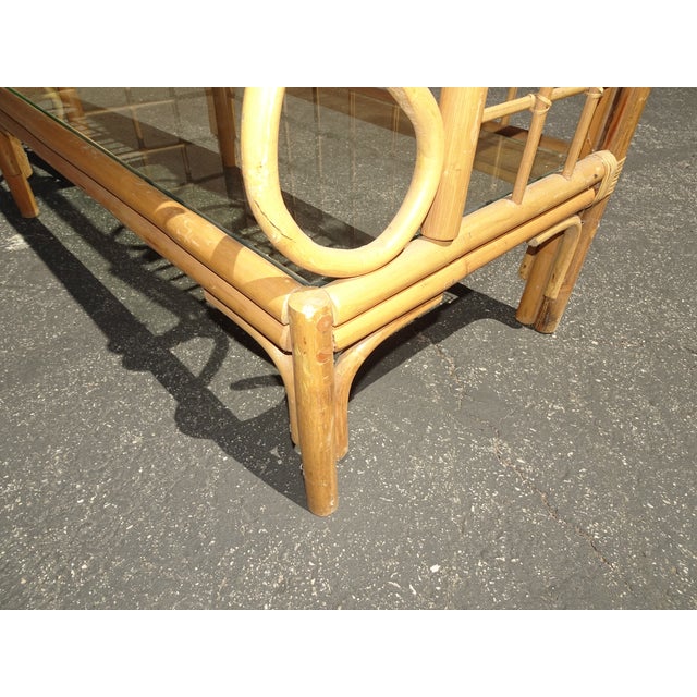 Vintage Bamboo Etagere Three Shelves W Glass Bakers Rack ~ Coastal For Sale - Image 11 of 12