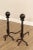 Traditional Arts & Crafts Pair of Heavy Iron Fireplace Andirons For Sale - Image 3 of 12