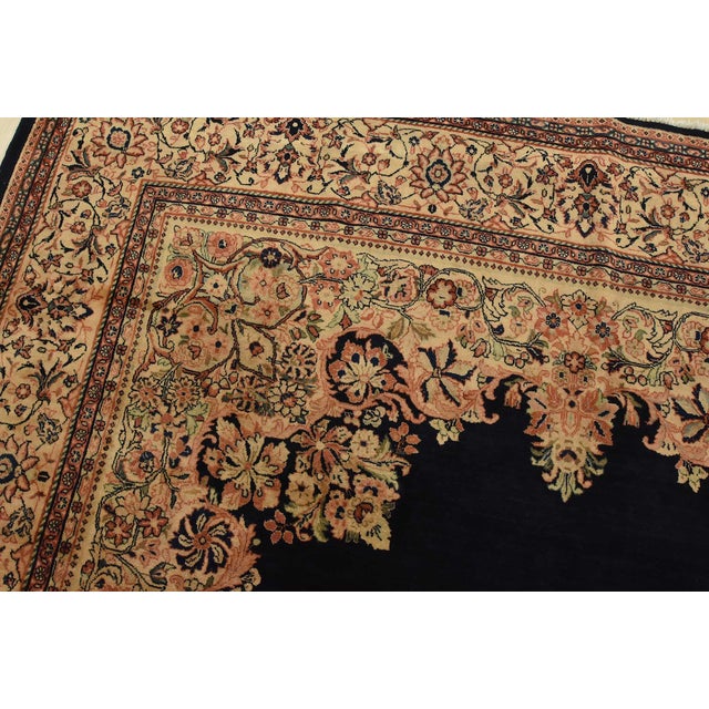 Textile Sarouk Rug 9′ X 11’9” Blue Wool Semi-Antique Traditional Hand-Knotted Carpet For Sale - Image 7 of 15