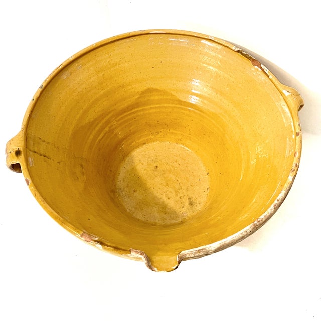 Large Antique French Earthenware Tian Bowl With Honey Glaze For Sale In San Antonio - Image 6 of 9