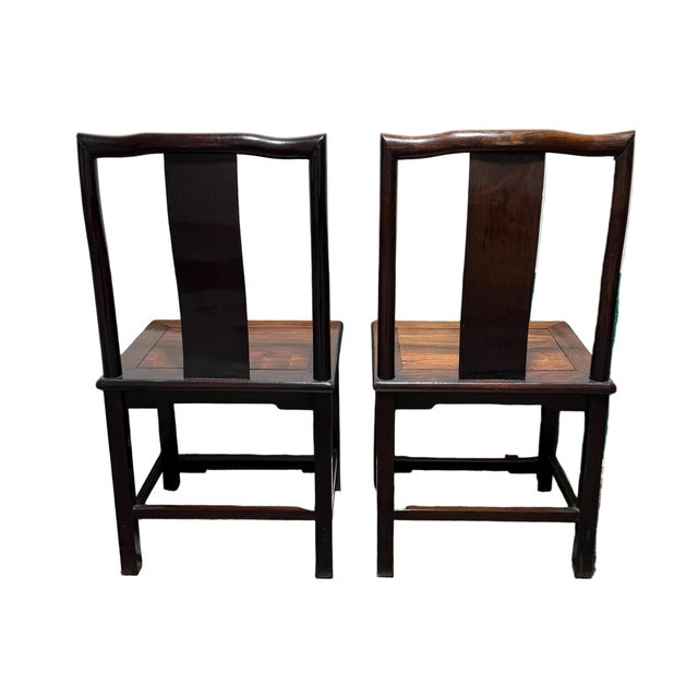 Chinese Pair of Vintage Ming Style Chinese Dining Chairs For Sale - Image 3 of 14