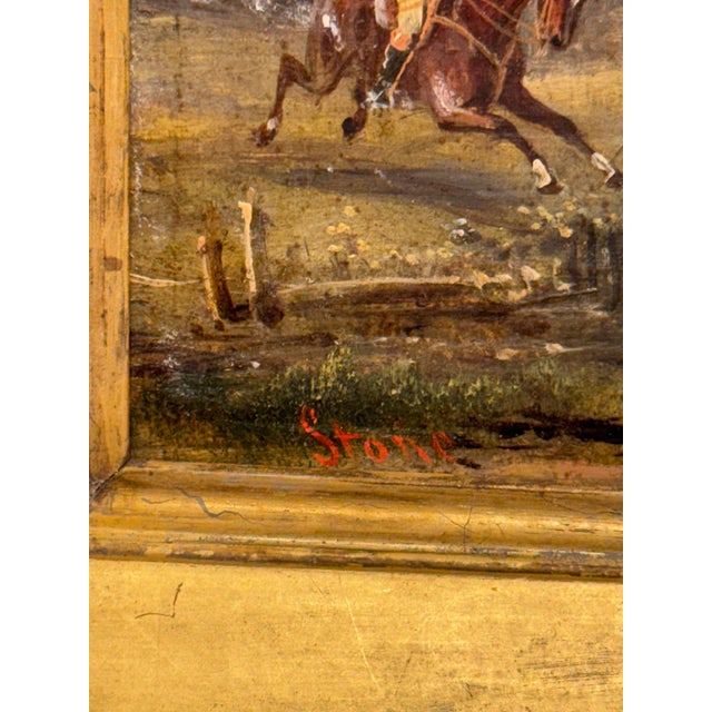 This is a signed oil painting from the 19th Century (1820-1870). The painting depicts a traditional English fox hunt scene...