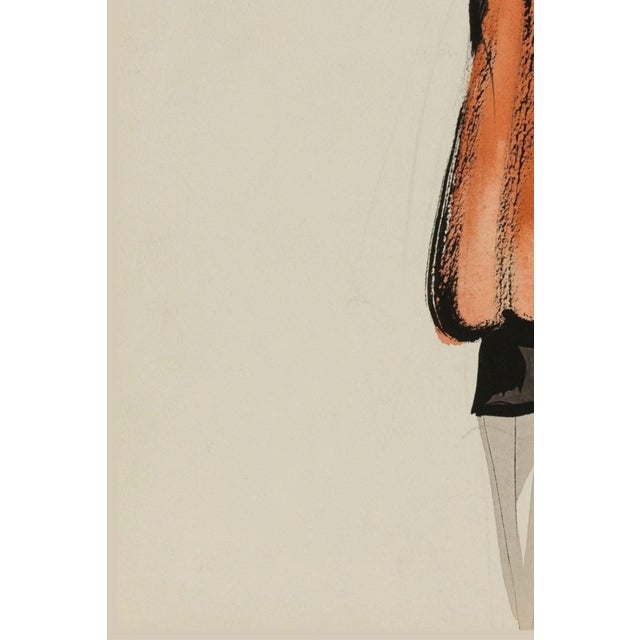 Vintage French Fashion Art Print – Rust & Black Art Deco Illustration, 24" X 32" For Sale In Buffalo - Image 6 of 8