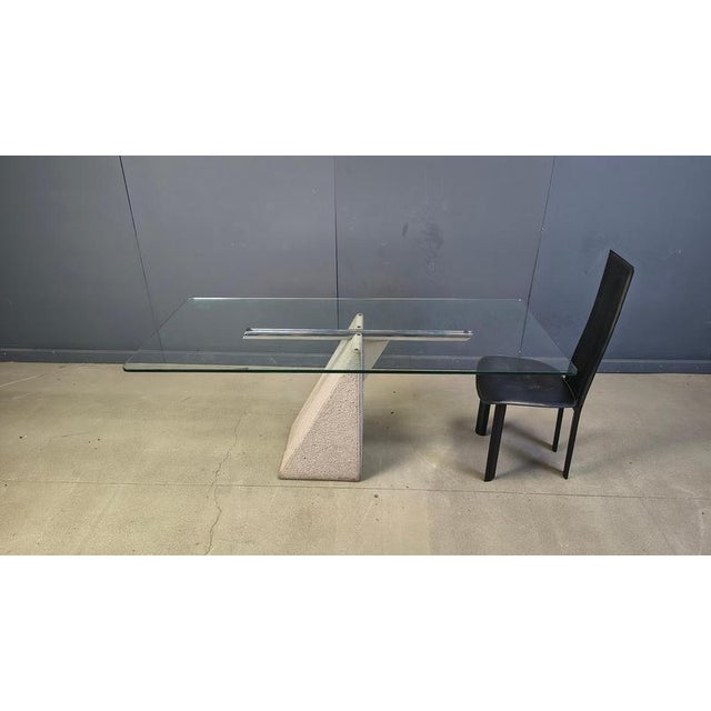 Glass Concrete Dining Table by Giovanni Offredi for Saporiti, 1970s For Sale - Image 7 of 13