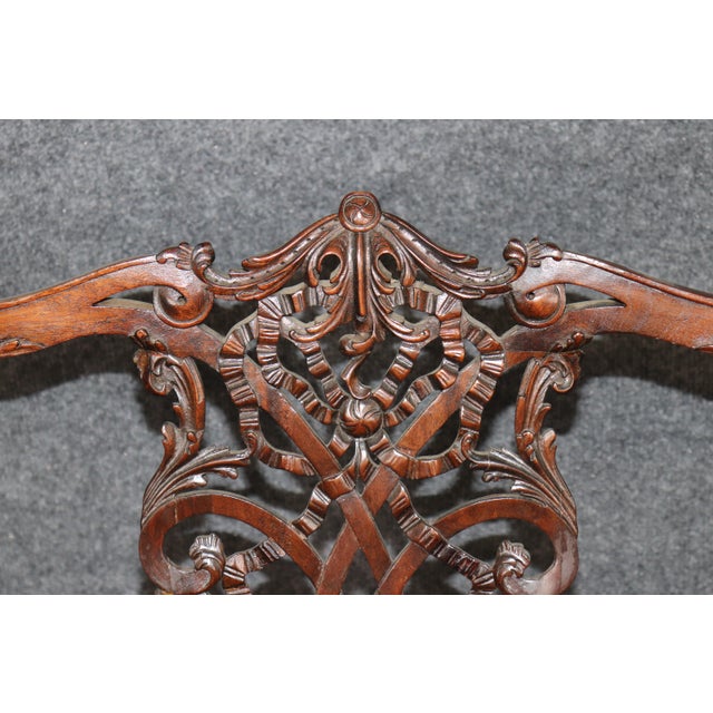 Set of 8 Fantastic Chinese Chippendale Style Carved Mahogany Dining Chairs For Sale In Philadelphia - Image 6 of 14