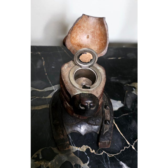 Mid 19th Century 19th Century Victorian Lignum Vitae Bulldog Inkwell, c.1860 For Sale - Image 5 of 7