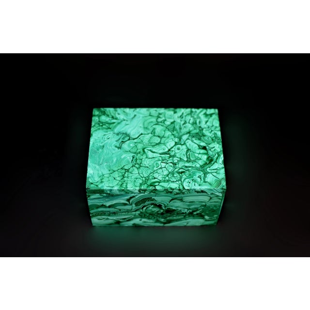 Gemstone Natural Malachite Box Waves Italian Hand Crafted For Sale - Image 7 of 10