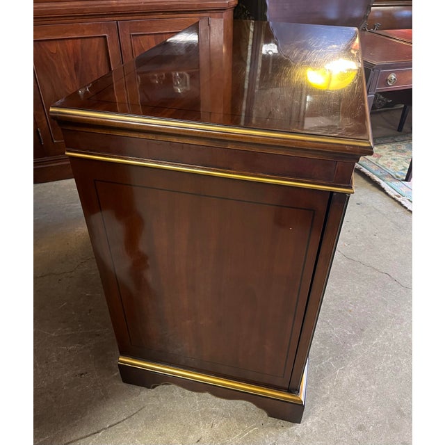 Drexel Heritage Chinoiserie style "Et Cetera" media cabinet. Features Asian inspired scenes on the doors and gold painted...