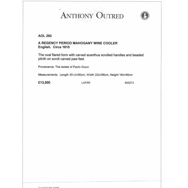 Brown Circa 1815 Regency Period Grand Scale Oval Wine Cooler For Sale - Image 8 of 9