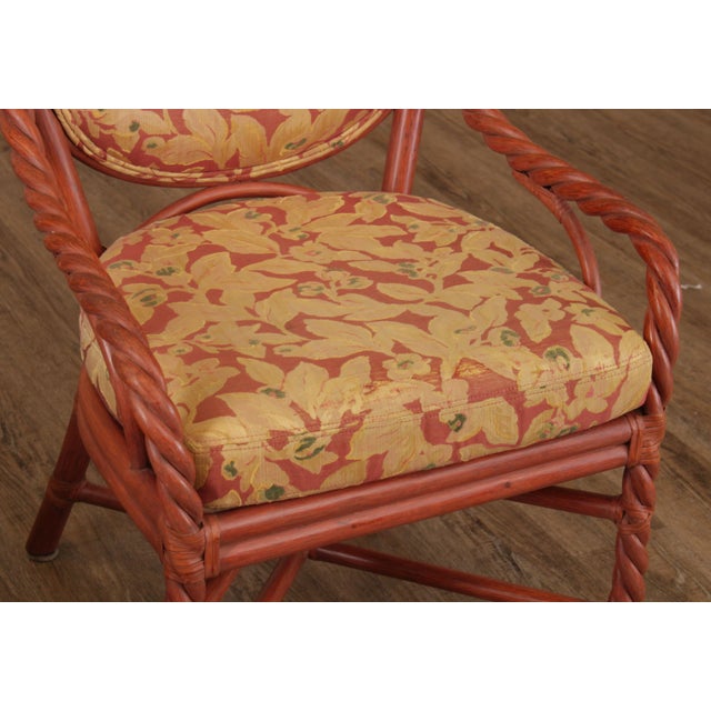 McGuire of San Francisco Painted Twisted Rattan Armchairs (B) - a Pair For Sale - Image 10 of 13