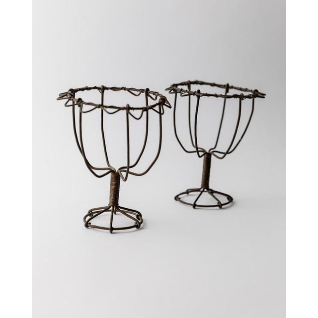 Antique Iron Wire Candleholders, 1850s, Set of 2 For Sale - Image 3 of 11
