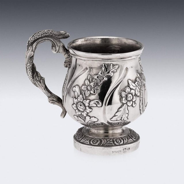 Mid 19th Century Antique 19th Century Indian Colonial Silver Christening Mug, 1860 For Sale - Image 5 of 16