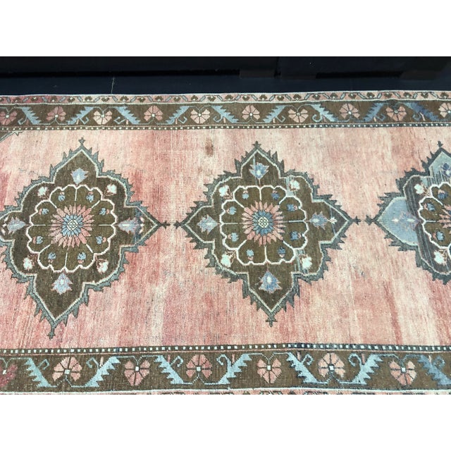Salmon Vintage Traditional Turkish Anatolian Wool Orange Rug For Sale - Image 8 of 11