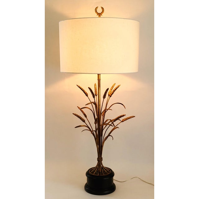 1960s Lamp Restored Italian Tole & Gilt Wheat - 1960s For Sale - Image 5 of 14