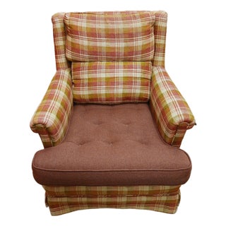 1961 Mid-Century Henredon Plaid Lounge Chair - Project Piece For Sale