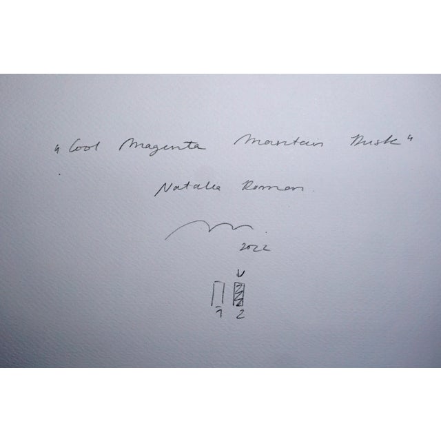 2023 "Cool Magenta Mountain Dusk" Abstract Diptych Acrylic Painting on Watercolor Paper by Natalia Roman For Sale - Image 9 of 11