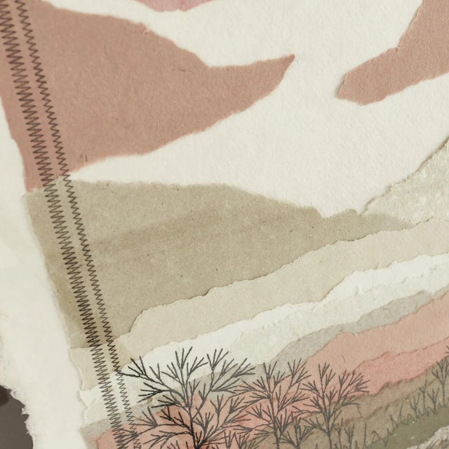 Mid 20th Century M P Marion Mid Century Landscape Mixed Media Collage For Sale - Image 5 of 8