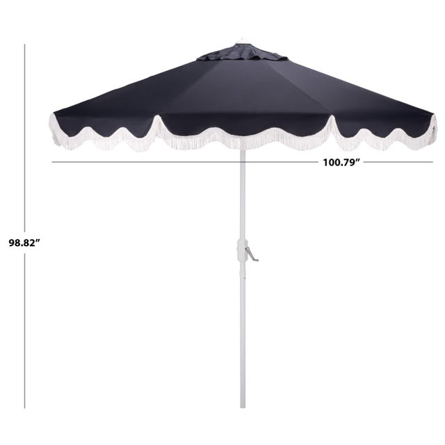 Modern Torsa 9 Ft Crank Umbrella, Navy/White Pole For Sale - Image 3 of 9