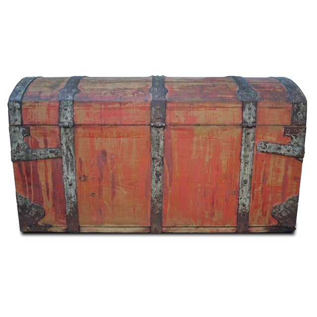 18th Century Antique Painted Chest, 1704 For Sale - Image 5 of 18